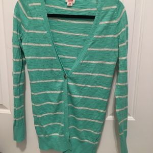 mint striped boyfriend cardigan